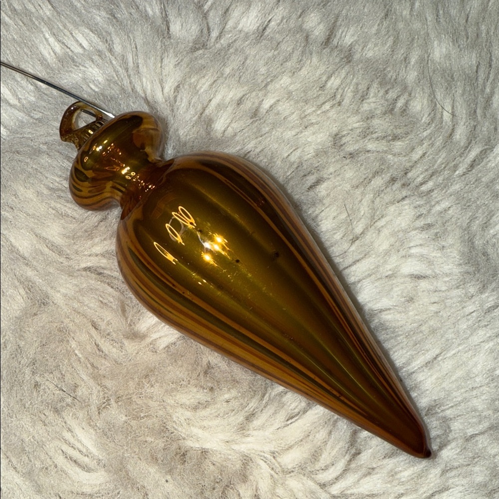 70s Polish/Czech glasswork gold mercury Finial blown glass Christmas ornament